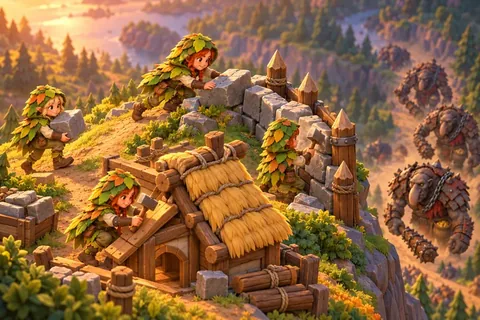 Os Elfos correm morro acima e erguem um muro de pedra